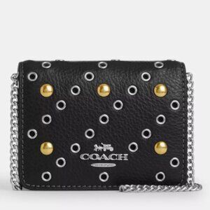 NWT - COACH Mini Wallet On A Chain With Rivets